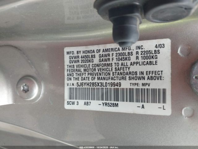 2003 HONDA ELEMENT 5J6YH285X3L019949 Photo 8