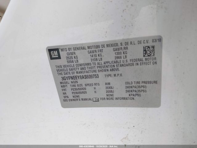 2010 CADILLAC SRX 3GYFNEEY8AS609753 Photo 8