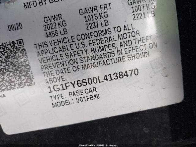 2020 CHEVROLET BOLT EV 1G1FY6S00L4138470 Photo 8