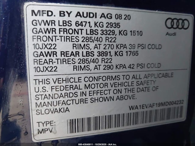 2021 AUDI Q8 WA1EVAF19MD004232 Photo 8