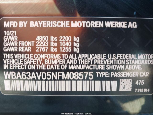 2022 BMW 430I GRAN COUPE WBA63AV05NFM08575 Photo 8