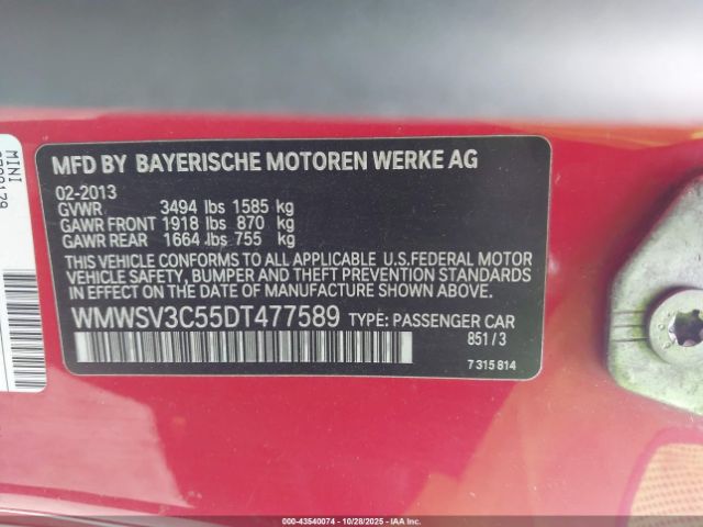 2013 MINI HARDTOP WMWSV3C55DT477589 Photo 8