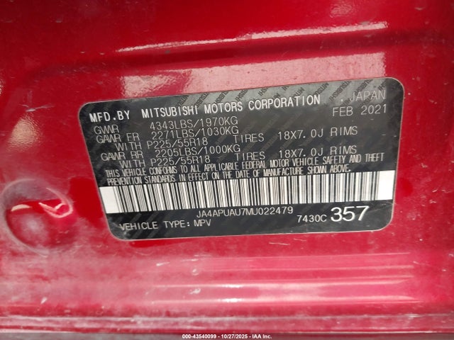 2021 MITSUBISHI OUTLANDER SPORT JA4APUAU7MU022479 Photo 8