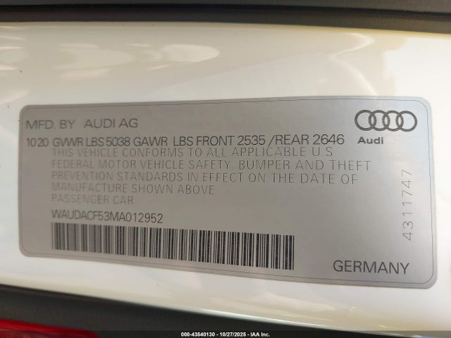 2021 AUDI A5 SPORTBACK WAUDACF53MA012952 Photo 8