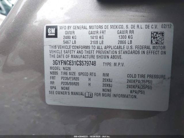 2012 CADILLAC SRX 3GYFNCE31CS579748 Photo 8