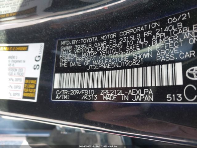 2022 TOYOTA COROLLA JTDEPMAE5NJ190821 Photo 8