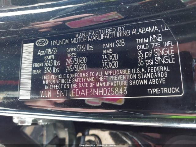 2022 HYUNDAI SANTA CRUZ 5NTJEDAF3NH025843 Photo 8