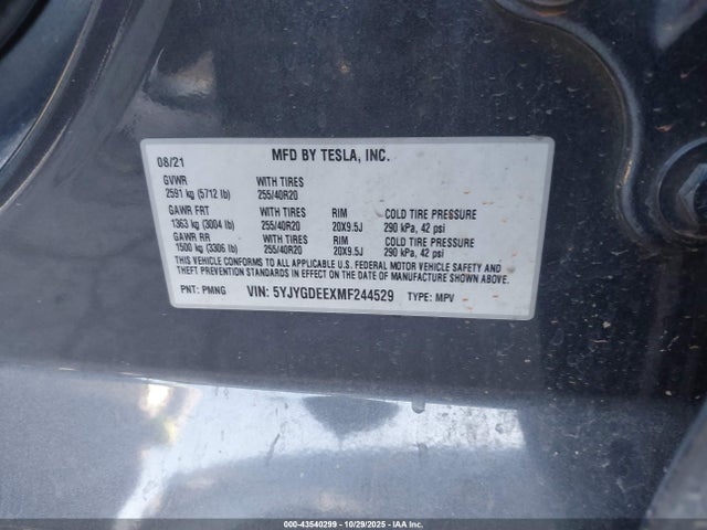 5YJYGDEEXMF244529 Tesla Model Y Long Range Dual Motor All-wheel Drive
