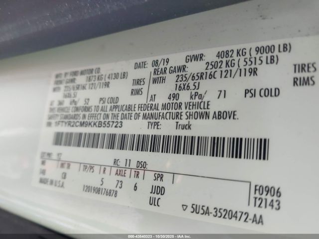 2019 FORD TRANSIT-250 1FTYR2CM9KKB55723 Photo 8