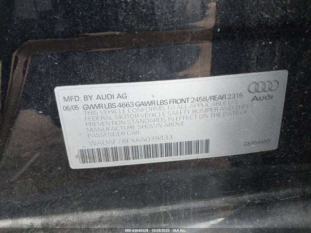 2006 AUDI A4 WAUAF78EX6A039433 Photo 8