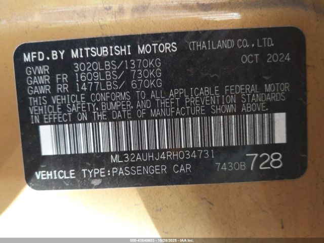2024 MITSUBISHI MIRAGE ML32AUHJ4RH034731 Photo 8