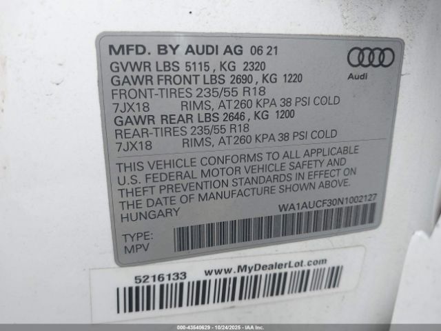 2022 AUDI Q3 WA1AUCF30N1002127 Photo 8