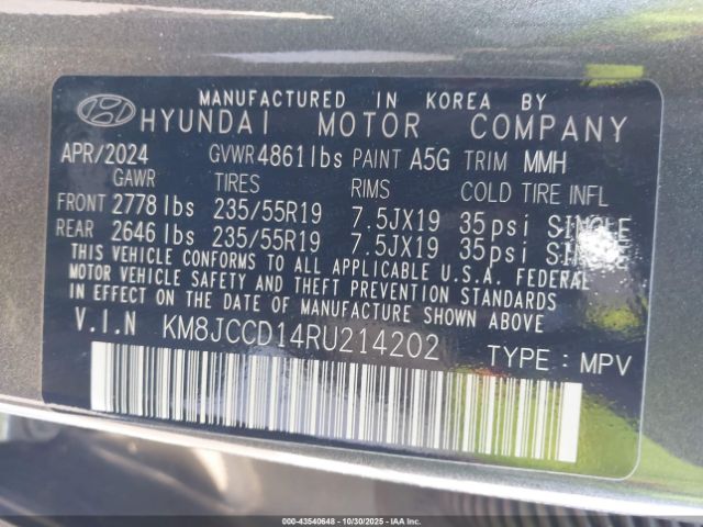 2024 HYUNDAI TUCSON HYBRID KM8JCCD14RU214202 Photo 8