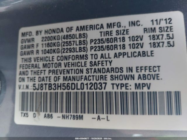 2013 ACURA RDX 5J8TB3H56DL012037 Photo 8