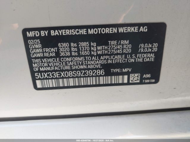 2025 BMW X6 5UX33EX08S9Z39286 Photo 8