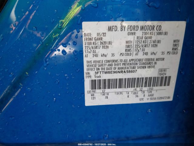 2022 FORD MAVERICK 3FTTW8E96NRA58607 Photo 8