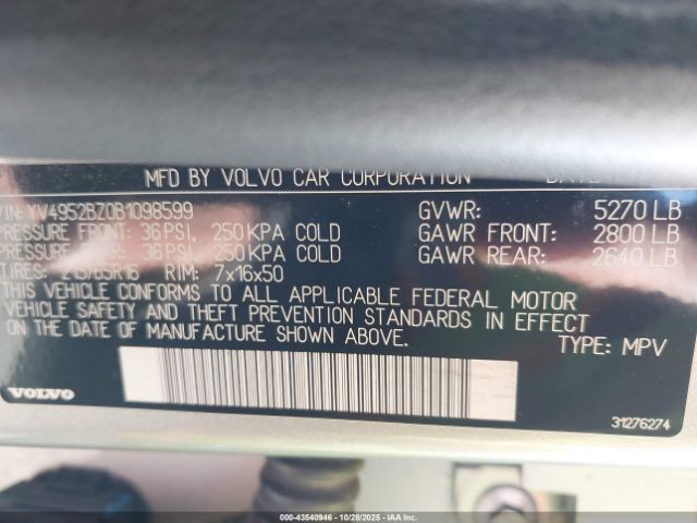 2011 VOLVO XC70 YV4952BZ0B1098599 Photo 8