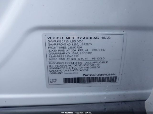 2024 AUDI Q4 SPORTBACK E-TRON WA122BFZ6RP026444 Photo 8