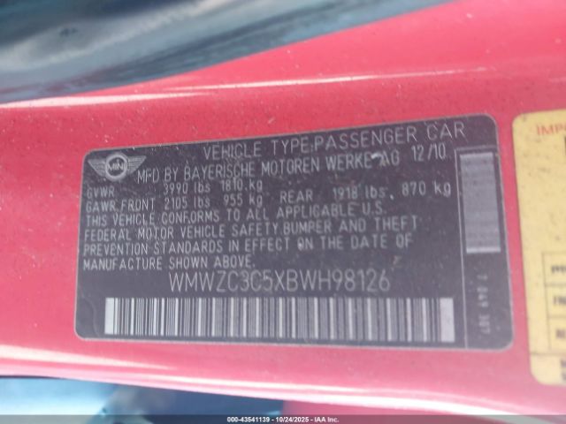 2011 MINI COOPER S COUNTRYMAN WMWZC3C5XBWH98126 Photo 8