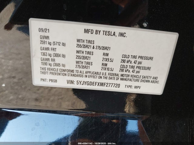 2021 TESLA MODEL Y 5YJYGDEFXMF277720 Photo 8