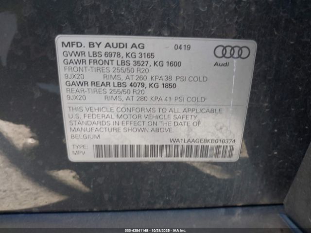 2019 AUDI E-TRON WA1LAAGE8KB010374 Photo 8