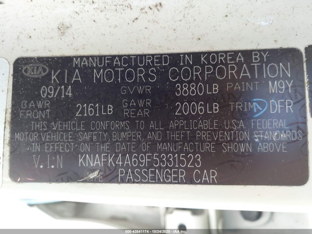 Aukcja sprzedaży 2015 Kia Forte Lx, vin: KNAFK4A69F5331523, numer aukcji: 43541174