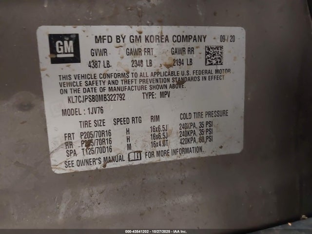 2021 CHEVROLET TRAX KL7CJPSB0MB322792 Photo 8