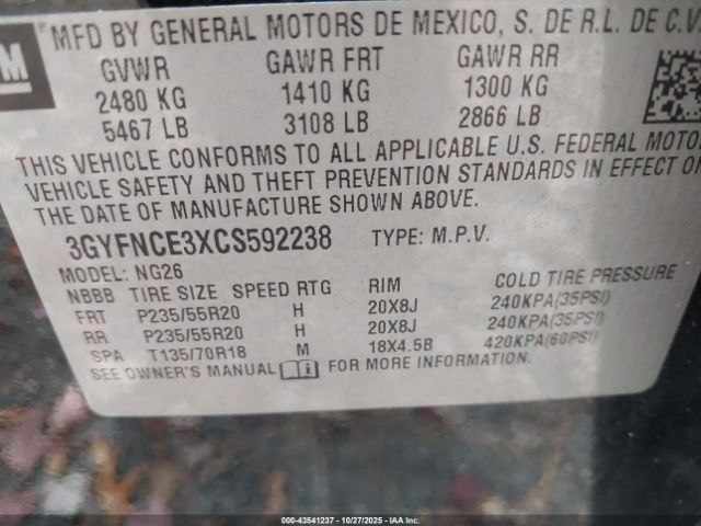 2012 CADILLAC SRX 3GYFNCE3XCS592238 Photo 8