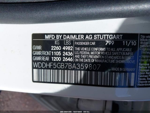 2011 MERCEDES-BENZ E 350 WDDHF5GB7BA359807 Photo 8