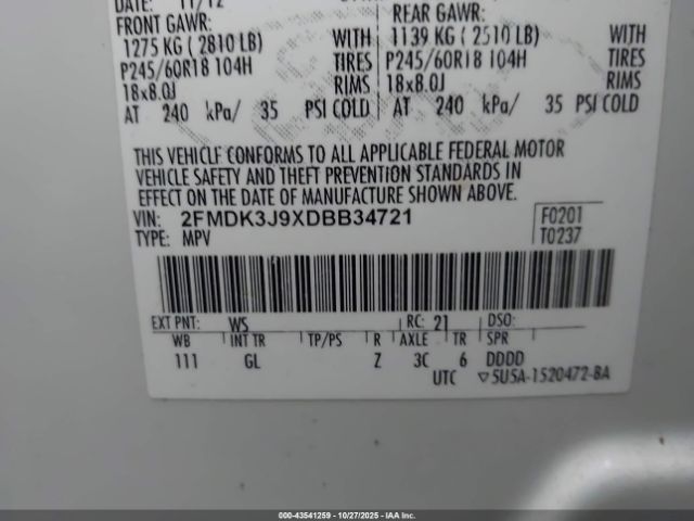 2013 FORD EDGE 2FMDK3J9XDBB34721 Photo 8