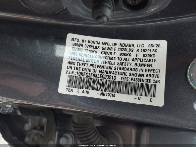2020 HONDA CIVIC 19XFC2F88LE020213 Photo 8