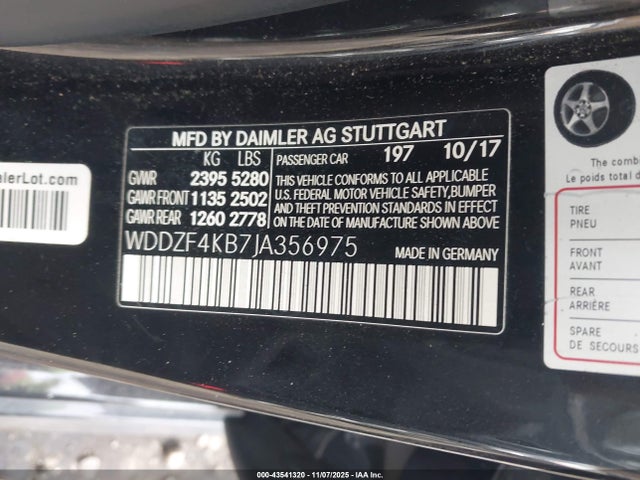 Aukcja sprzedaży 2018 Mercedes-benz E 300 4matic, vin: WDDZF4KB7JA356975, numer aukcji: 43541320