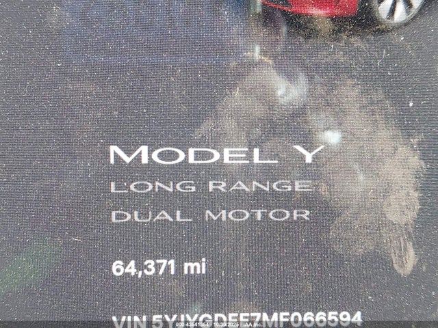2021 Tesla Model Y Long Range Dual Motor All-wheel Drive მანქანა იყიდება აუქციონზე, vin: 5YJYGDEE7MF066594, აუქციონის ნომერი: 43541354