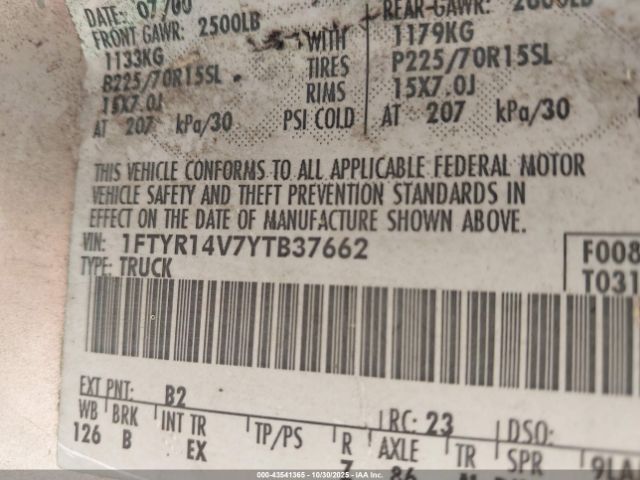 2000 FORD RANGER 1FTYR14V7YTB37662 Photo 8