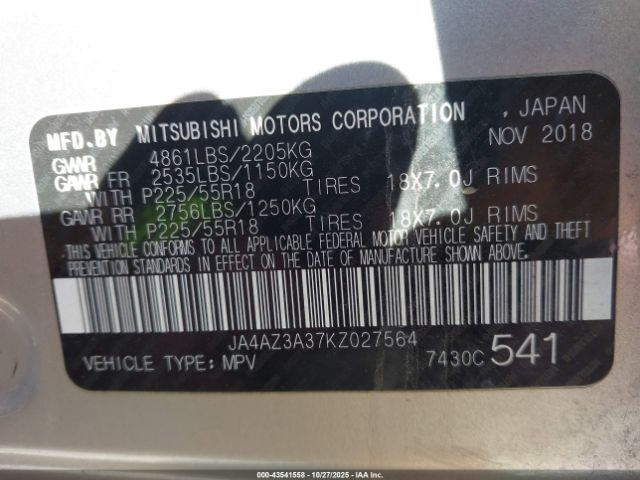 2019 MITSUBISHI OUTLANDER JA4AZ3A37KZ027564 Photo 8