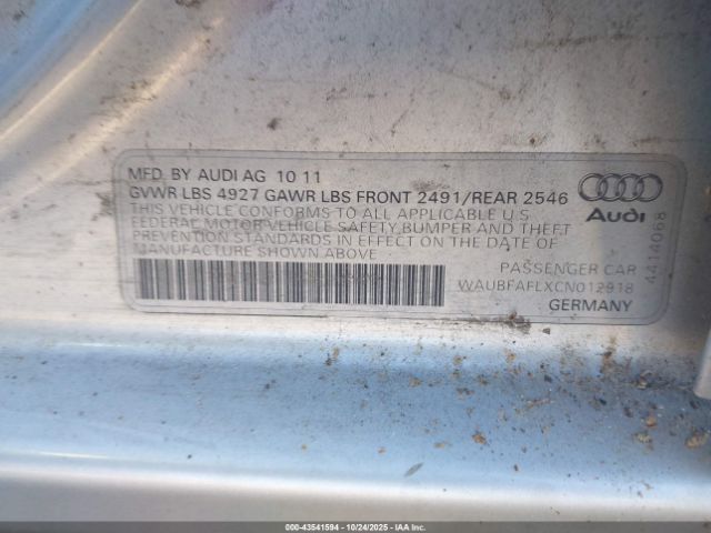 2012 AUDI A4 WAUBFAFLXCN012918 Photo 8