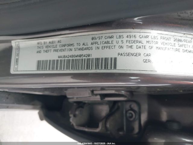 1998 AUDI A6 WAUBA24B6WN054201 Photo 8