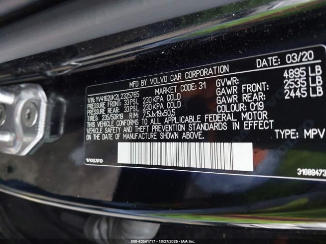 2020 VOLVO XC40 YV4162UK2L2325765 Photo 8