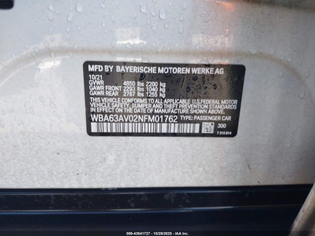 2022 BMW 430I GRAN COUPE WBA63AV02NFM01762 Photo 8