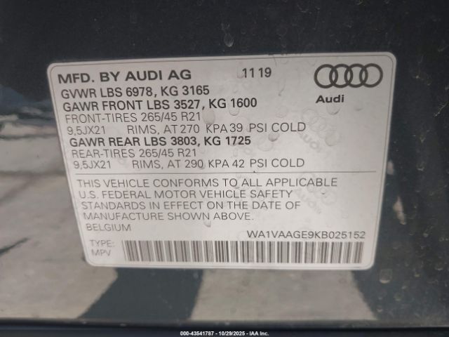 2019 AUDI E-TRON WA1VAAGE9KB025152 Photo 8