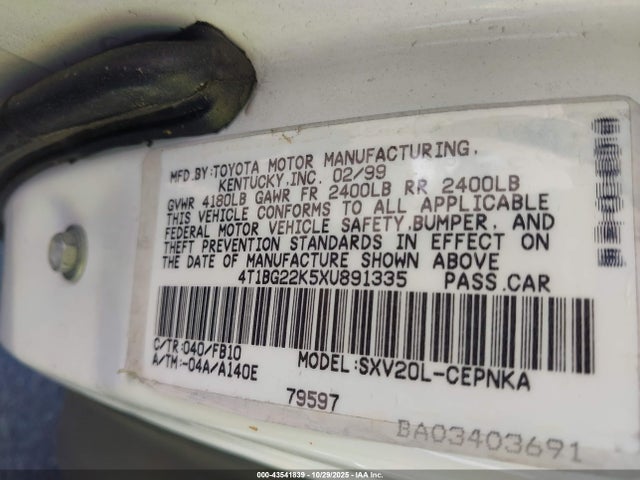 1999 TOYOTA CAMRY 4T1BG22K5XU891335 Photo 8