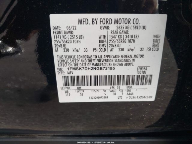 2022 FORD EXPLORER 1FMSK7DH2NGB72195 Photo 8