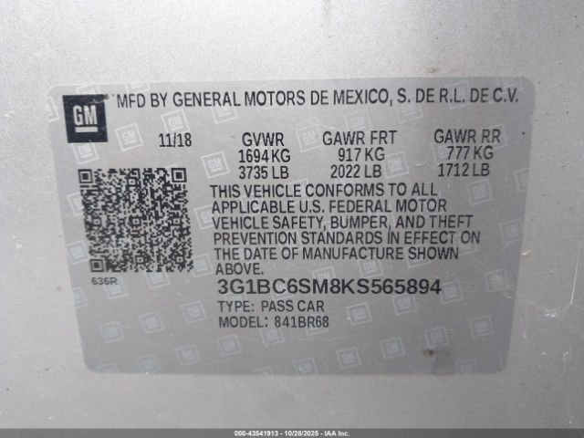 2019 CHEVROLET CRUZE 3G1BC6SM8KS565894 Photo 8