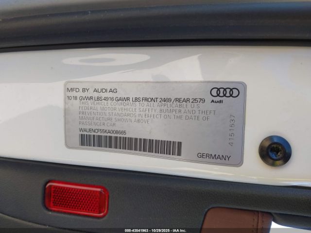 2019 AUDI A5 WAUENCF55KA008665 Photo 8