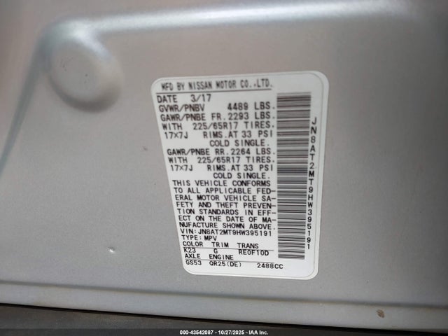 JN8AT2MT9HW395191 Nissan ROGUE S