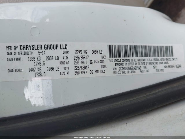 2C4RDGCG4ER421942 Dodge Grand Caravan Sxt