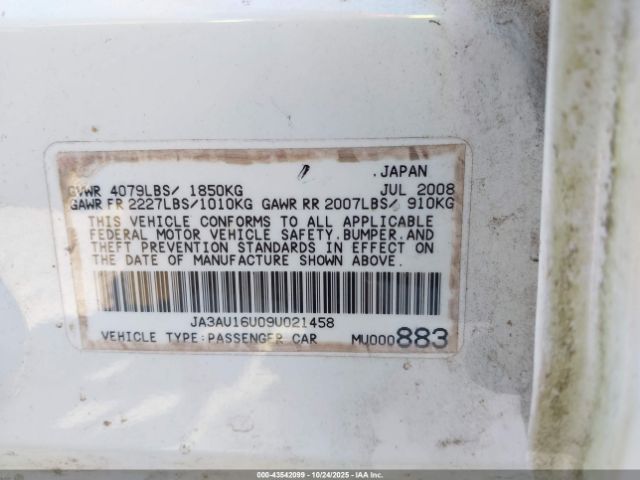 2009 MITSUBISHI LANCER JA3AU16U09U021458 Photo 8