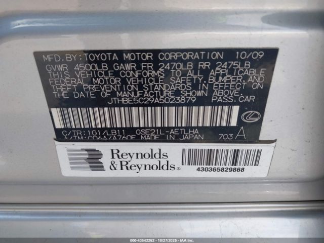 2010 LEXUS IS 350 JTHBE5C29A5023879 Photo 8