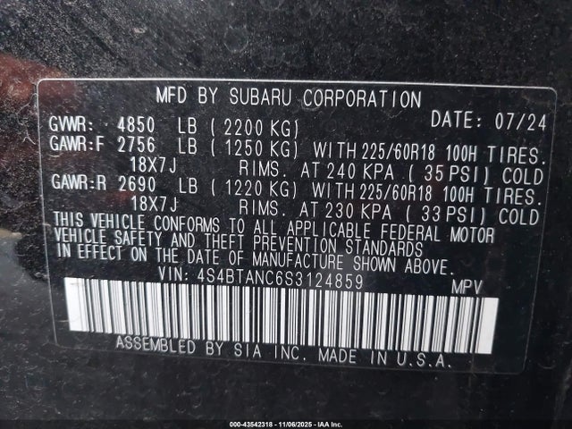 4S4BTANC6S3124859 Subaru Outback Limited