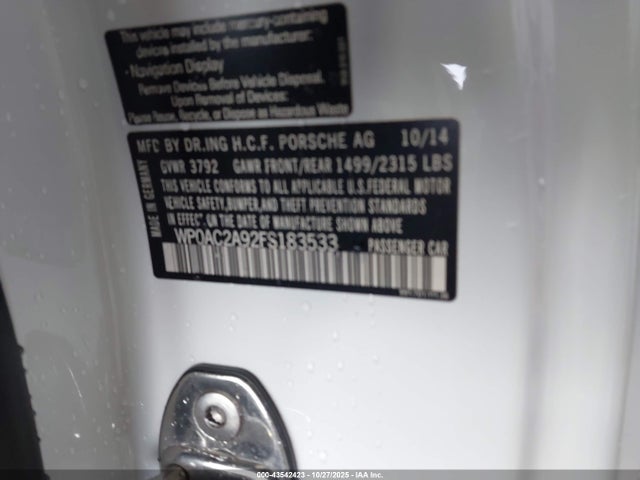 2015 PORSCHE 911 WP0AC2A92FS183533 Photo 8
